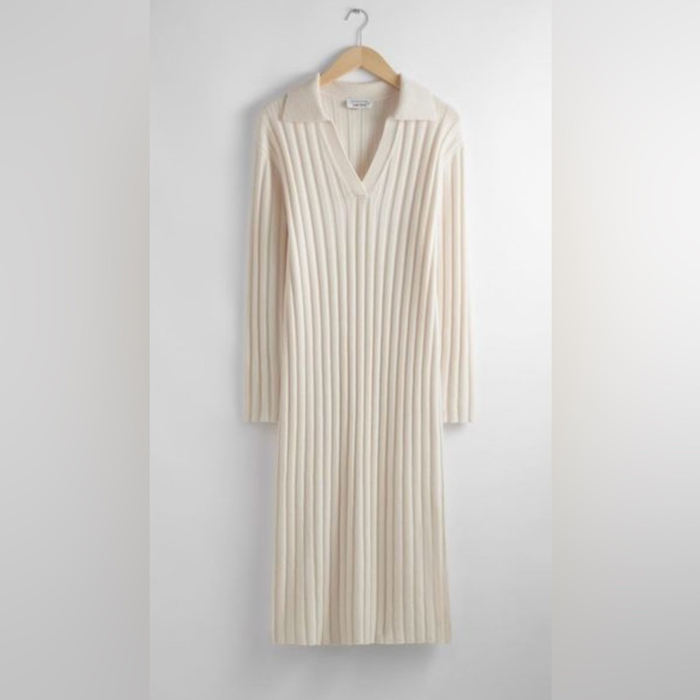 & Other Stories Cream Long Sleeve Dress